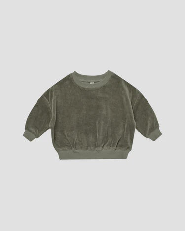 Quincy Mae - Velour Relaxed Sweatshirt Forest