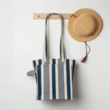 Load image into Gallery viewer, Shopping Tote Navy Stripe
