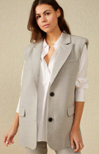 Load image into Gallery viewer, Yaya - Grey Melange Sleeveless Blazer W/Padded Shoulders
