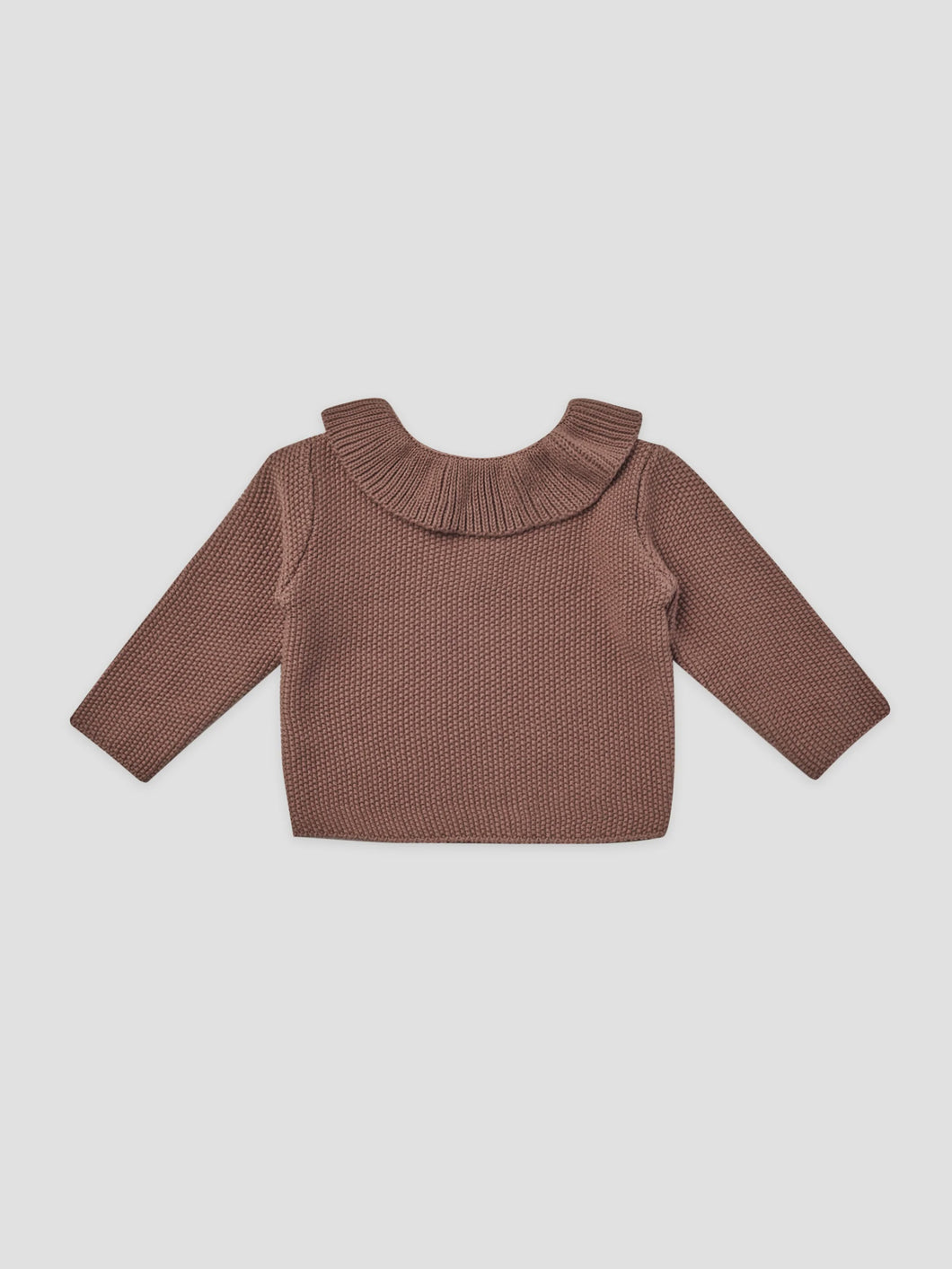 Quincy Mae - Ruffle Collar Knit Sweater Pecan