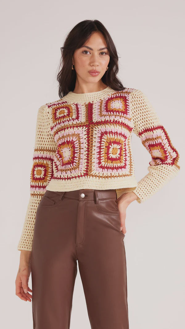Mink Pink - Norah Crochet Sweater